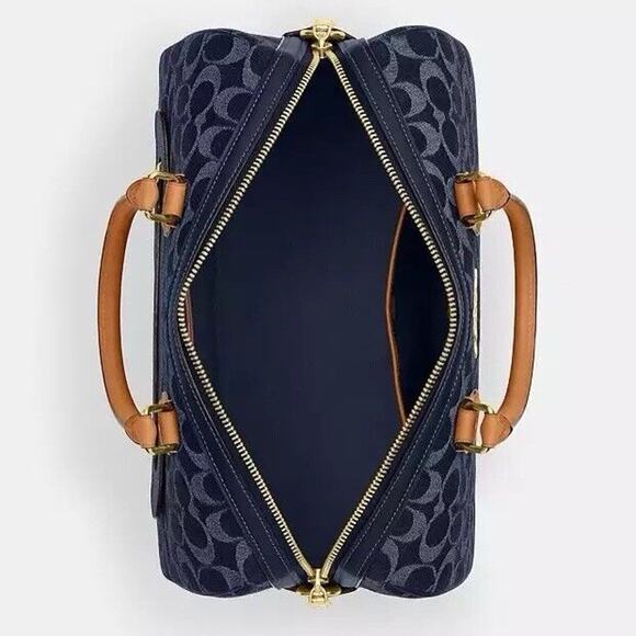 NWT Coach Rowan Large Satchel Bag in Signature Denim Canvas Cherry Charm CY699 - Picture 7 of 14